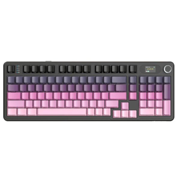 لوحة مفاتيح ألعاب ATTACK SHARK X98PRO بعدد 99 زرًا مع وضع اتصال ثلاثي، وشاشة عرض LED ملوّنة، ولوحة أرقام مدمجة - Pink Blueberry Switch