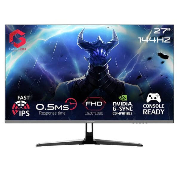 جيم اون شاشة ألعاب  GOES27FHD144IPS مقاس 27 بوصة، بدقة FHD، ومعدل تحديث 144 هرتز، وزمن استجابة 0.5 مللي ثانية، ومنفذ HDMI 2.1، وتقنية IPS سريعة، مسطحة - أسود