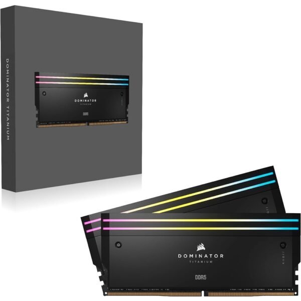 Corsair 64GB 6400MHz DDR5 DOMINATOR TITANIUM RGB Desktop RAM Kit CL32, (32GB x2) Black