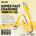 ⁦كيبل بيانات WEKOME WDC-11 Tint II Series من السيليكون الأصلي 100 واط تايب سي إلى تايب سي⁩ - الصورة ⁦2⁩