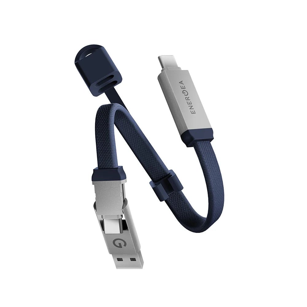 8885020104059 مفتاح Energea Sheath 2 في 1 USB-C إلى USB-C + USB-A بسرعة 480 ميجابت في الثانية مع كابل 60 واط بطول 15 سم - أزرق - الصورة 1