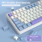 ⁦لوحة مفاتيح ميكانيكية ATTACK SHARK X85 بتصميم 75% مع اتصال Tri-Mode وتركيب Gasket-Mounted - White Purple Jade Switch⁩ - الصورة ⁦3⁩