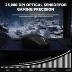 ⁦ATTACK SHARK G3Pro Tri-Mode Wireless Gaming Mouse with Charge Dock with Charge Dock 25000 DPI - Black⁩ - الصورة ⁦3⁩