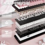 ⁦لوحة مفاتيح ميكانيكية لاسلكية ATTACK SHARK X66 بحجم 60% مع أغطية مفاتيح PBT مطبوعة جانبيًا - Pink Blackberry⁩ - الصورة ⁦9⁩