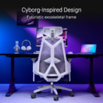 ⁦ASUS SL400C ROG Destrier Core Ergo Gaming Chair – Futuristic Cyborg Aesthetic (White)⁩ - الصورة ⁦8⁩