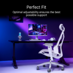 ⁦ASUS SL400C ROG Destrier Core Ergo Gaming Chair – Futuristic Cyborg Aesthetic (White)⁩ - الصورة ⁦7⁩