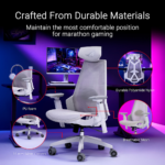 ⁦ASUS SL400C ROG Destrier Core Ergo Gaming Chair – Futuristic Cyborg Aesthetic (White)⁩ - الصورة ⁦5⁩