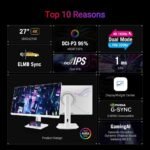 ⁦ASUS 27″ ROG Strix XG27UCG-W Dual mode 4K 160Hz, FHD 320Hz, 1ms Fast IPS HDR400 USB-C HDMI 2.1 Gaming Monitor, White⁩ - الصورة ⁦6⁩
