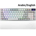 ASUS M901 ROG Azoth 96 HE Wireless Analog Gaming Keyboard, White, Magnetic Switch – Arabic/English