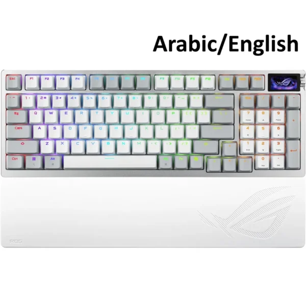 ASUS M901 ROG Azoth 96 HE Wireless Analog Gaming Keyboard, White, Magnetic Switch – Arabic/English