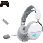 ASUS A501 ROG Pelta Tri-mode RGB Wireless SpeedNova Gaming Headset, White – 50mm Driver, 309g – Fabric Ear Cushions