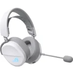 ⁦ASUS A501 ROG Pelta Tri-mode RGB Wireless SpeedNova Gaming Headset, White – 50mm Driver, 309g – Fabric Ear Cushions⁩ - الصورة ⁦5⁩