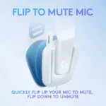 ⁦Logitech G335 Wired Gaming Headset – White – 3.5mm (Flip to Mute Mic}⁩ - الصورة ⁦2⁩