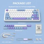 ⁦لوحة مفاتيح ميكانيكية ATTACK SHARK X85 بتصميم 75% مع اتصال Tri-Mode وتركيب Gasket-Mounted - White Purple Jade Switch⁩ - الصورة ⁦4⁩