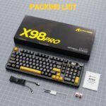 ⁦لوحة مفاتيح ألعاب ATTACK SHARK X98PRO بعدد 99 زرًا مع وضع اتصال ثلاثي، وشاشة عرض LED ملوّنة، ولوحة أرقام جانبية - Black Star Blueberry Switch⁩ - الصورة ⁦2⁩