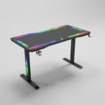 ⁦جاماكس P206 طاولة ألعاب بسطح زجاج مقسى مقاس 120x60x74 سم مع ماوس باد وRGB كامل - أسود (غير شامل التركيب)⁩ - الصورة ⁦11⁩