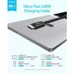 ⁦Anker 8060 Zolo USB-C to USB-C 240W Braided Fast Charging Cable, 3.3ft – 1m White, A8060H21⁩ - الصورة ⁦2⁩
