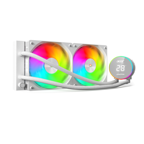 Acer AC240 ARGB all-in-one 240mm CPU Liquid Cooler with Display, White