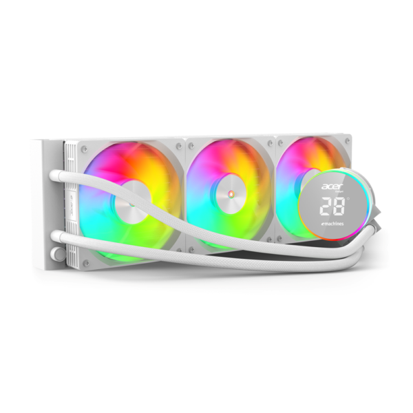 Acer AC360 ARGB all-in-one 360mm CPU Liquid Cooler with Display, White