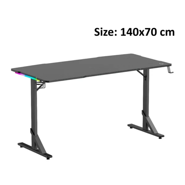 GamerTek Alpha Pro Gaming Desk Table with RGB Lighting, 140cm Black