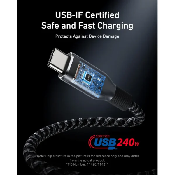 Anker Prime USB-C to USB-C Cable – 3ft 240W Upcycled-Braided – A88E2011