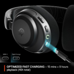 ⁦SteelSeries 61687 Arctis Nova 3P Wireless for PlayStation – White Gaming Headset with Mobile App Control⁩ - الصورة ⁦5⁩