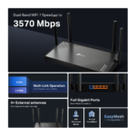 ⁦TP-Link Archer BE220 BE3600 Dual-Band WiFi 7 Router⁩ - الصورة ⁦4⁩