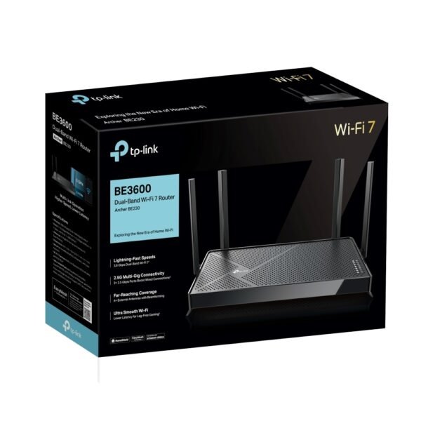 TP-Link Archer BE230 BE3600 Dual-Band Wi-Fi 7 Router, 2.5G