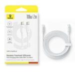 ⁦كابل بيسيوس سيليكون رغوي للشحن السريع ونقل البيانات USB-C إلى USB-C بقدرة 100 واط وطول 2 متر – أبيض قمري⁩ - الصورة ⁦2⁩