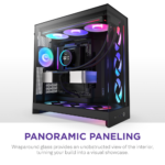 ⁦NZXT H9 Flow RGB Large Dual-Chamber Mid-Tower ATX Airflow Case with RGB, 2x Fans (Black)⁩ - الصورة ⁦3⁩