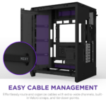 ⁦NZXT H9 Flow RGB Large Dual-Chamber Mid-Tower ATX Airflow Case with RGB, 2x Fans (Black)⁩ - الصورة ⁦4⁩