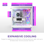 ⁦NZXT H9 Flow RGB+ (2025) Large Dual-Chamber Mid-Tower ATX Airflow Case with RGB and Control Hub, 3x Fans (White)⁩ - الصورة ⁦3⁩