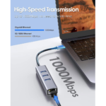 ⁦USB-C to RJ45 Gigabit Ethernet Network Adapter with USB 3.0 Hub⁩ - الصورة ⁦2⁩