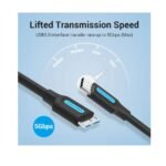 ⁦Vention CQABD USB-C Male to USB Micro-B Male Cable (M/M), 0.5m⁩ - الصورة ⁦3⁩