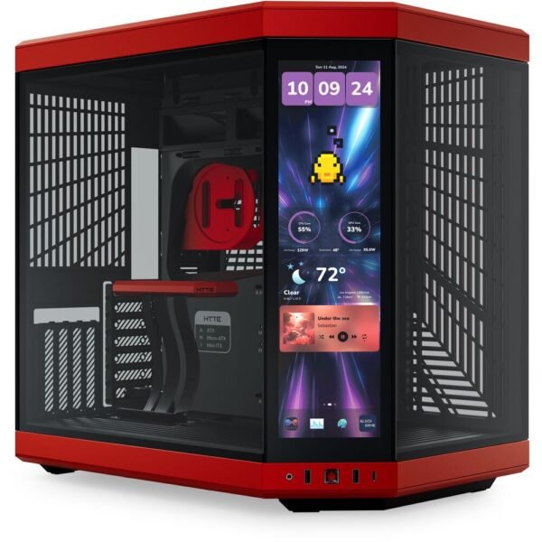 HYTE Y70 Touch Infinite ATX Mid Tower Dual Chamber PC Case, Black Cherry
