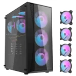 darkFlash DK352 Plus Mid Tower ATX PC Case, 4-Fans, Black