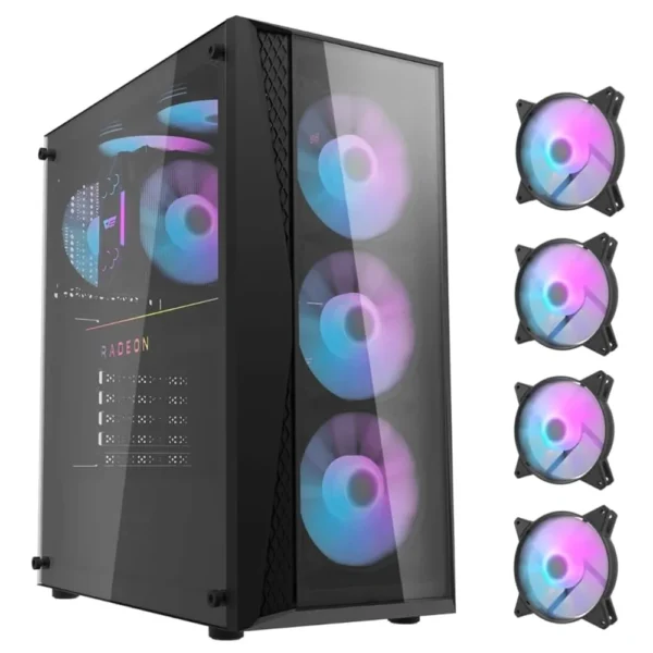 darkFlash DK352 Plus Mid Tower ATX PC Case, 4-Fans, Black