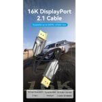 ⁦Vention HGABI DisplayPort DP 2.1, 4K@240Hz, 16K, 8K, Support – 3m Cable Cotton Braided Gold Plated⁩ - الصورة ⁦3⁩