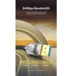 ⁦Vention HGABI DisplayPort DP 2.1, 4K@240Hz, 16K, 8K, Support – 3m Cable Cotton Braided Gold Plated⁩ - الصورة ⁦4⁩