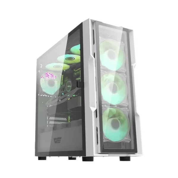 darkFlash DK431 Glass E-ATX PC Case, 4-Fans, White