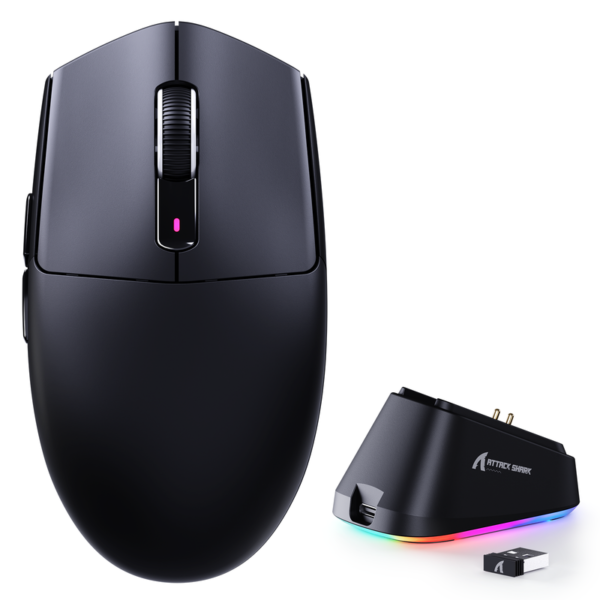 ATTACK SHARK G3Pro Tri-Mode Wireless Gaming Mouse with Charge Dock with Charge Dock 25000 DPI - Black