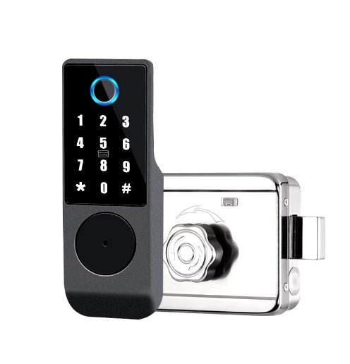 H8cb108f4ca8f45cf9e0e5b8b3030bb82s_ed86fcd7-1c97-43f1-aa5b-a667fd17b135 Waterproof Rim Lock Model Y1812-4 for Door thickness: 30-90mm,Unlock by TTlock APP / Password / Fingerprint / card / key - الصورة 1