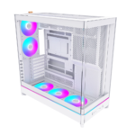 Montech HS02 Pro Mid Tower Gaming PC Case, Reversible Layout – 5 Fans, White