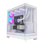 ⁦Montech HS02 Pro Mid Tower Gaming PC Case, Reversible Layout – 5 Fans, White⁩ - الصورة ⁦2⁩