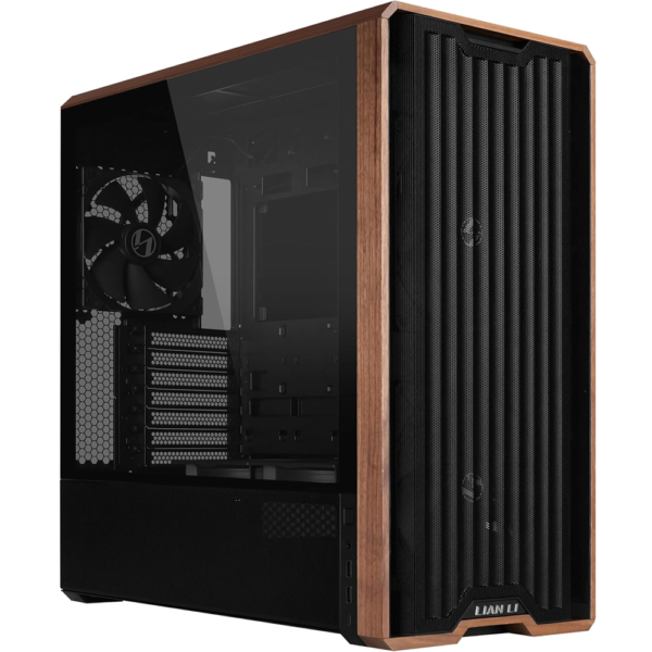 LIAN LI LANCool 217 Black Tempered Glass Wood Panel Mid Tower PC Gaming Case, 5-Fans - PC Kuwait - Ultimate IT Solution Provider in Kuwait