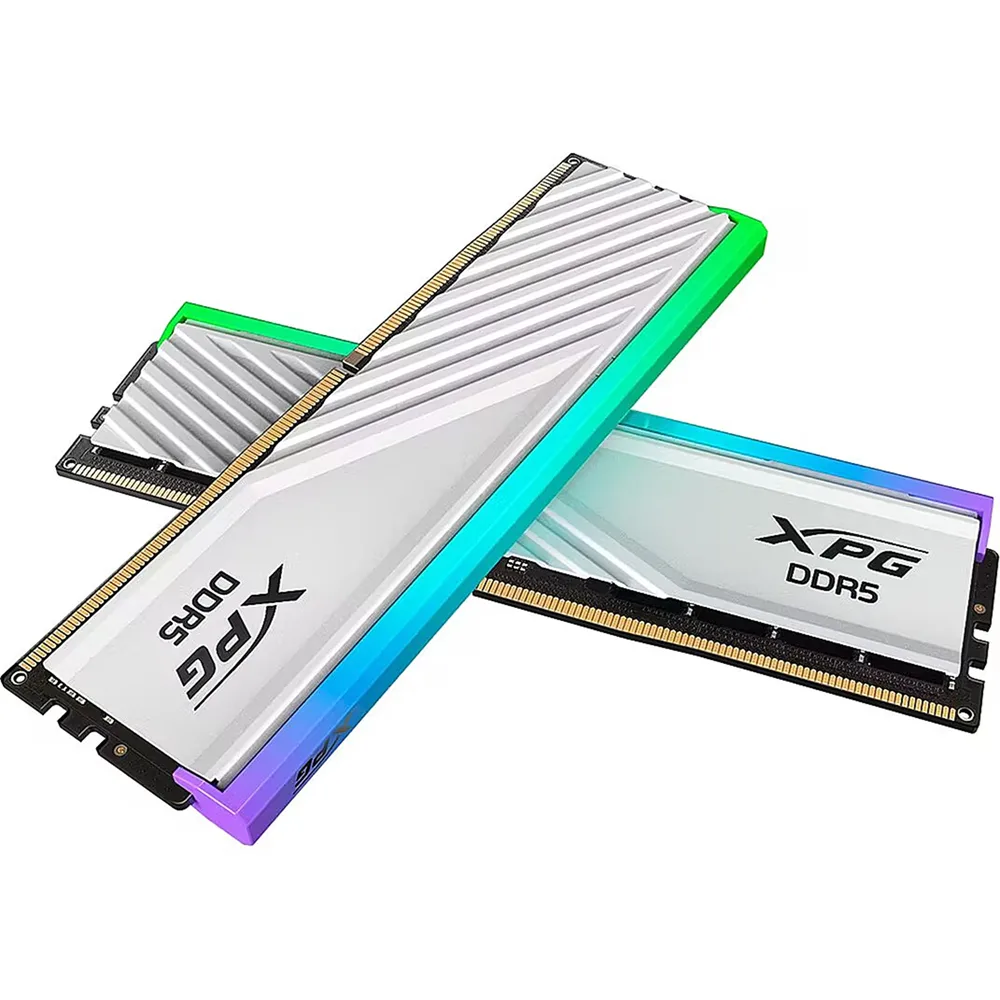 LANCER-BLADE-RGB-white1 XPG 32GB 6000MHz DDR5 Lancer Blade RGB Desktop Memory RAM CL30 Kit (16GB x2) White - الصورة 1