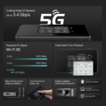 ⁦TP-Link M8550 5G WiFi 6E  Tri-Band AXE3600 Gigabit WAN/LAN Port Touch Screen Mobile Router, 32 Devices⁩ - الصورة ⁦7⁩