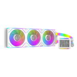 ⁦SHARX PROFIN P360LRT – 360mm AIO Liquid CPU Cooler with 2.8” LCD Display, Triple ARGB Fans, White⁩ - الصورة ⁦3⁩