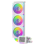 ⁦SHARX PROFIN P360LRT – 360mm AIO Liquid CPU Cooler with 2.8” LCD Display, Triple ARGB Fans, White⁩ - الصورة ⁦2⁩