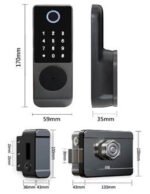 ⁦Waterproof Rim Lock Model Y1812-4 for Door thickness: 30-90mm,Unlock by TTlock APP / Password / Fingerprint / card / key⁩ - الصورة ⁦3⁩